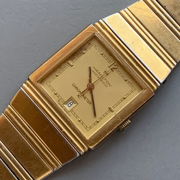 Hamilton Masterpiece Chronometer XC 9300 MENS WATCH Vintage Watch Gold Plate Polo Style Sweep Second Hand, Date Window V See "Item Details"