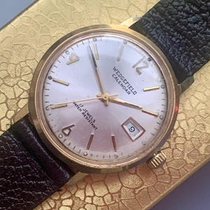 SWISS 17 JEWELS High Grade WEDGEFIELD Mens Vintage Luxury Watch | Stylish Calendar | Gold Plate Round | Date Window Runs Well
