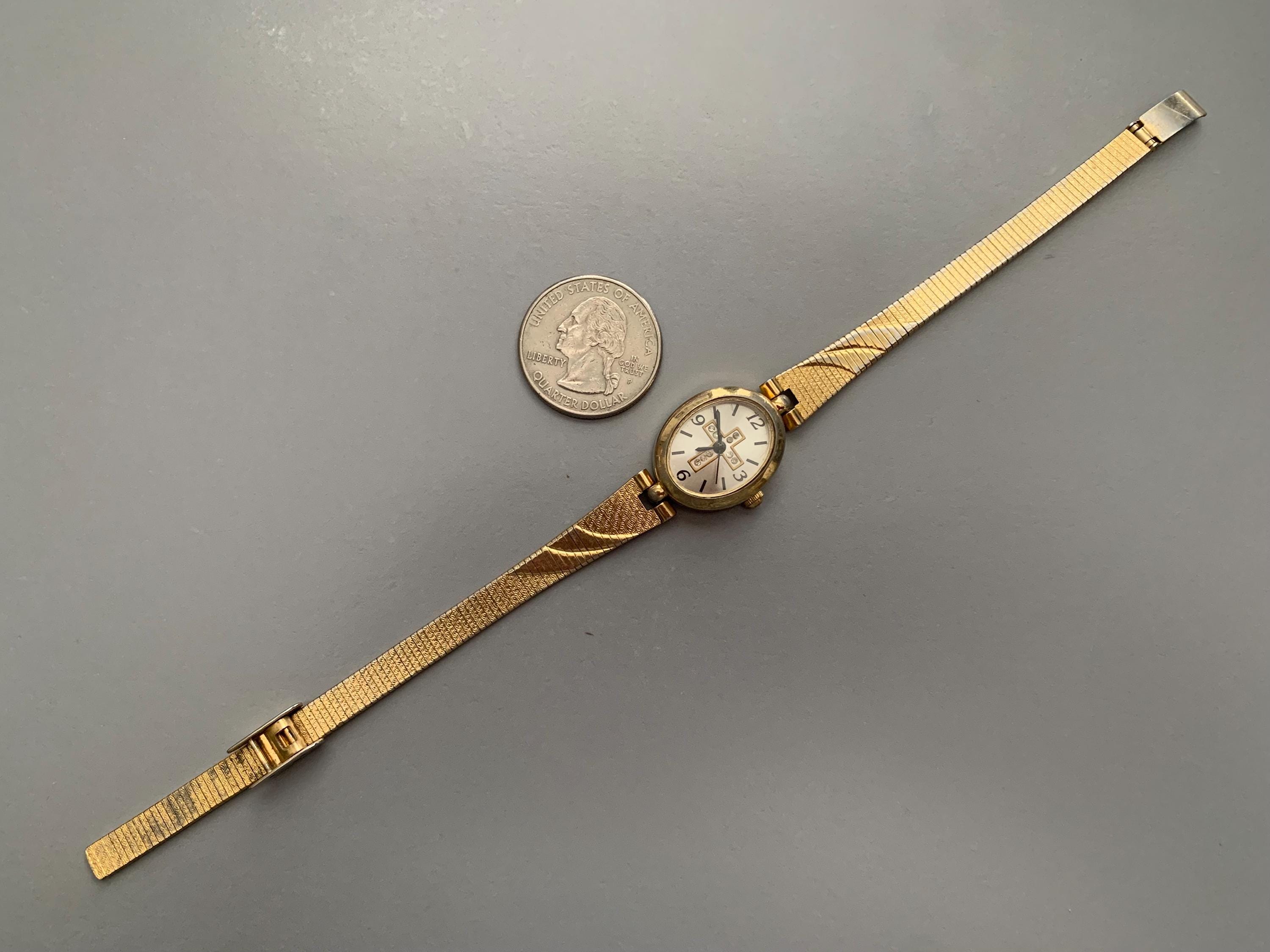 Womens Avon Gold Tone Rhinestone Watch Crystals Dainty Petite 23mm New Battery Avon Women Bracelet Wristwatches for sale | eBay main image 3