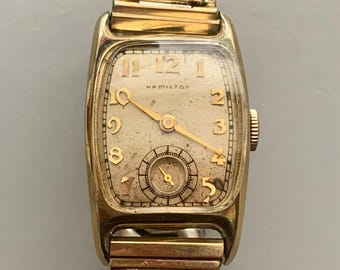 MENS HAMILTON BOULTON 14K Gold Filled Watch: Indiana Jones, 19J Click & Read Item Details