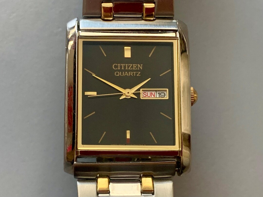 Rectangular Citizen Watch MENS CITIZEN Rectangular Watch 2-tone Black Dial Original Band | Click ...