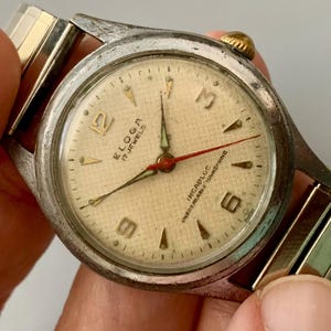 WWII MENS Swiss Eloga Military RAF Supplier High Grade 17 Jewels Manual Vintage Watch: Red Second Hand, Runs Well, Click & Read Item Details