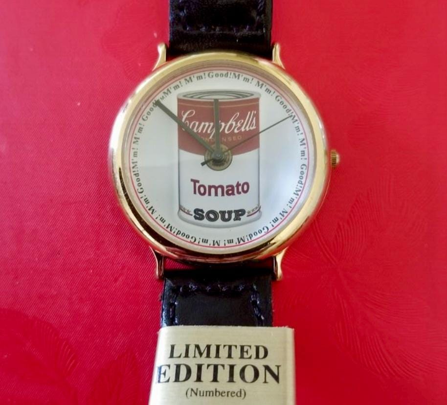 MENS CAMPBELL'S SOUP Vintage Watch Limited Edition Andy Warhol Pop