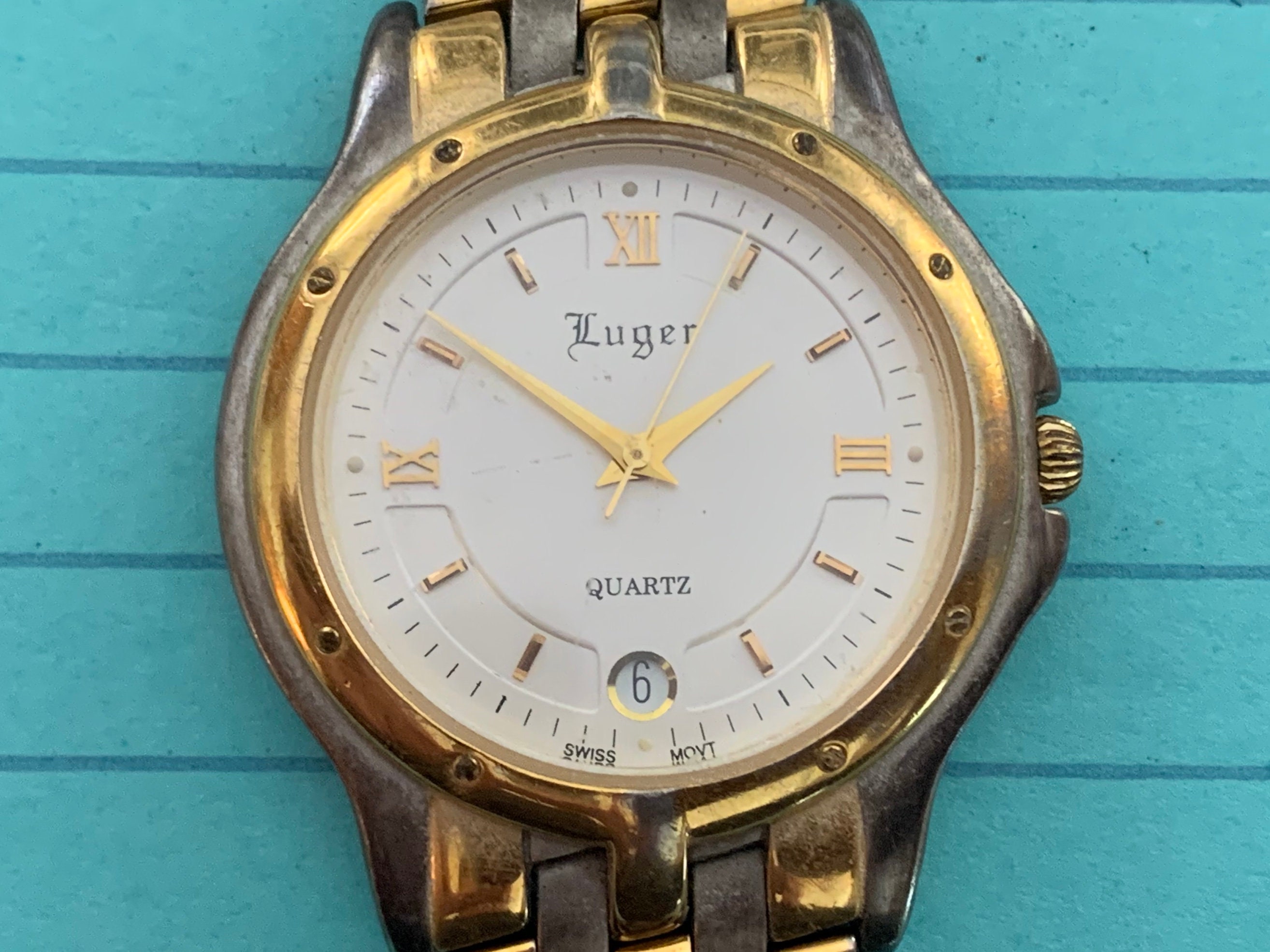 LUGER Swiss Watch, Mens Vintage Watch, Quartz Watch, Battery  display picture 3