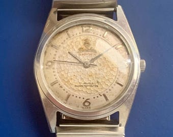 Mens Sandoz Super Thin Swiss Watch 17 Jewels Textured Dial | Click Item Details