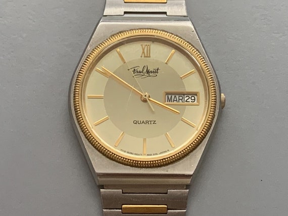 PAUL MARET SEIKO Watch Vintage Mens Two-tone Day-date Quartz  display picture 3