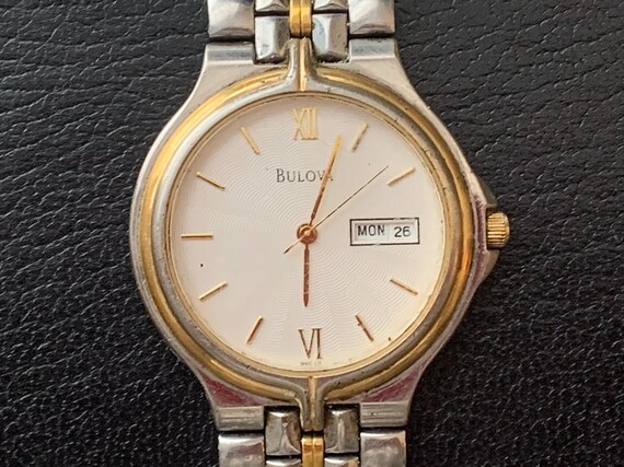 MENS BULOVA SLIM Two-tone Day-date Quartz Watch 1998 | View Full