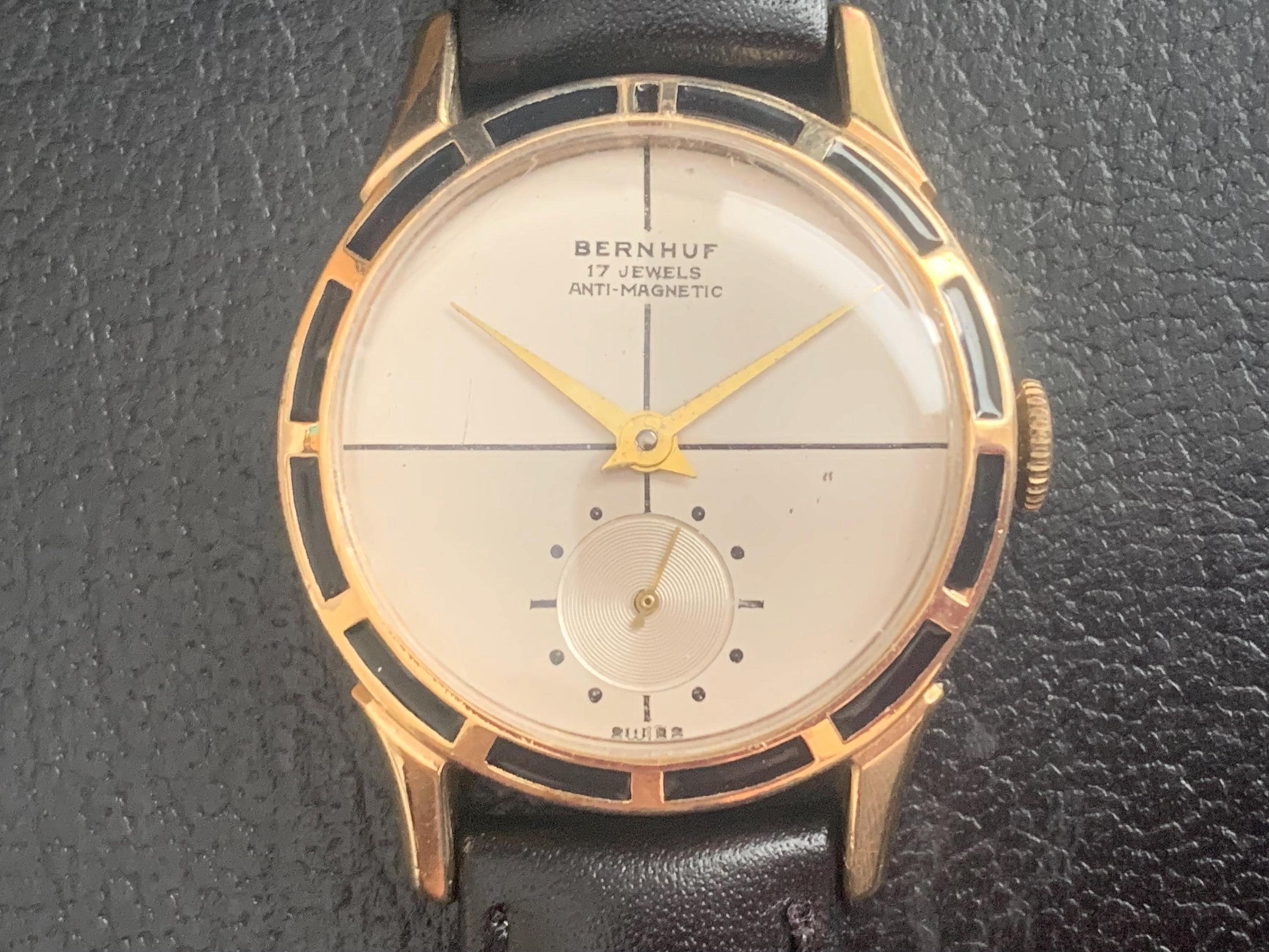 ネプチューン　ファーストビデオ Mens Bernhuf Clubman Vintage Swiss Watch 17 Jewels Gold Plate