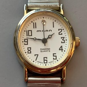 Works Vintage Milan GloWatch ladies Watch Gold‎ Tone New Battery 29mm Fit 6.5in\