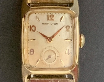 Vintage Hamilton 10K Gold-filled Curved Rectangular Hand Wind