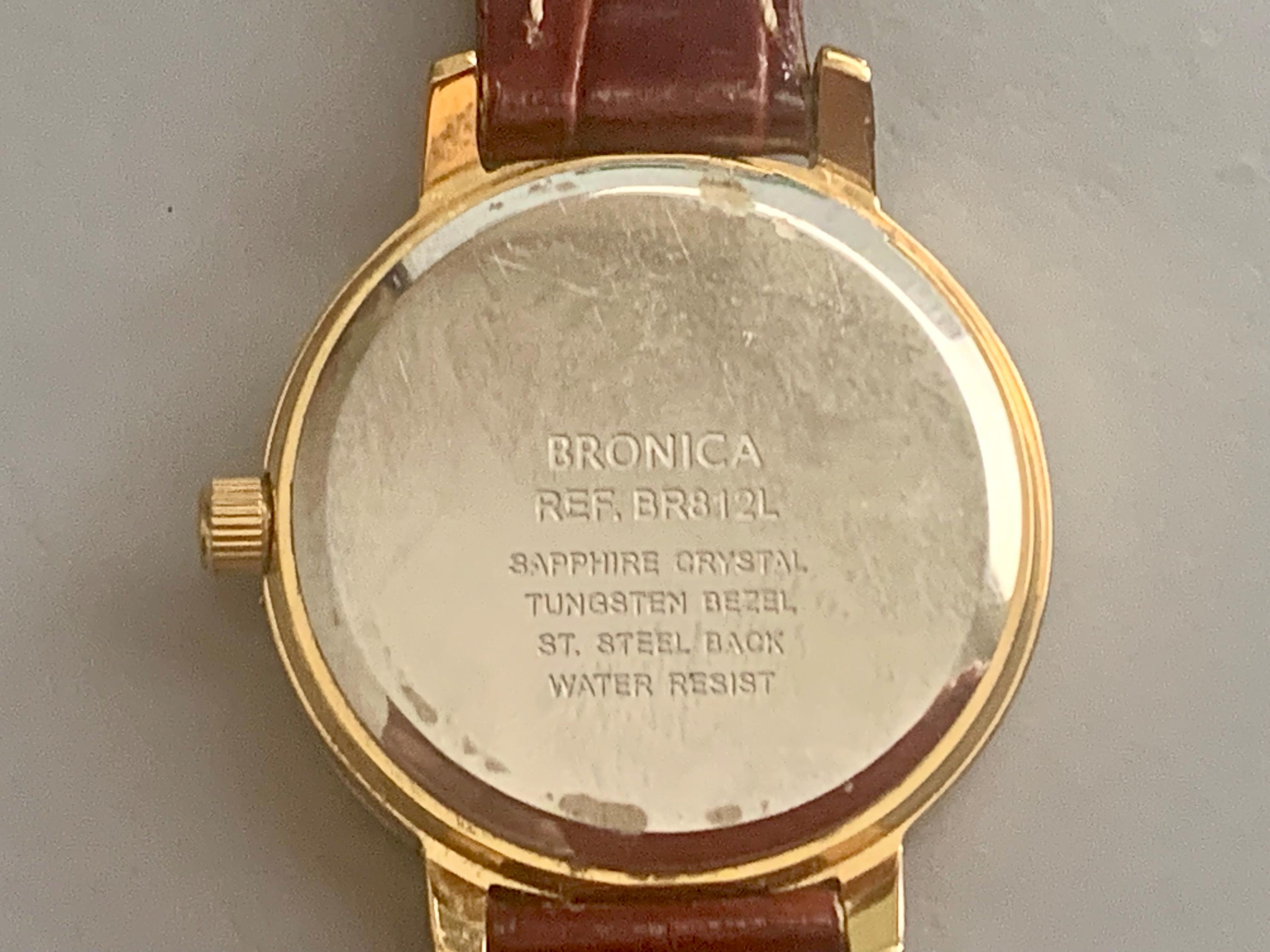 BRONICA WOMENS WATCH Date Tungsten Bezel Sapphire Crystal Seiko