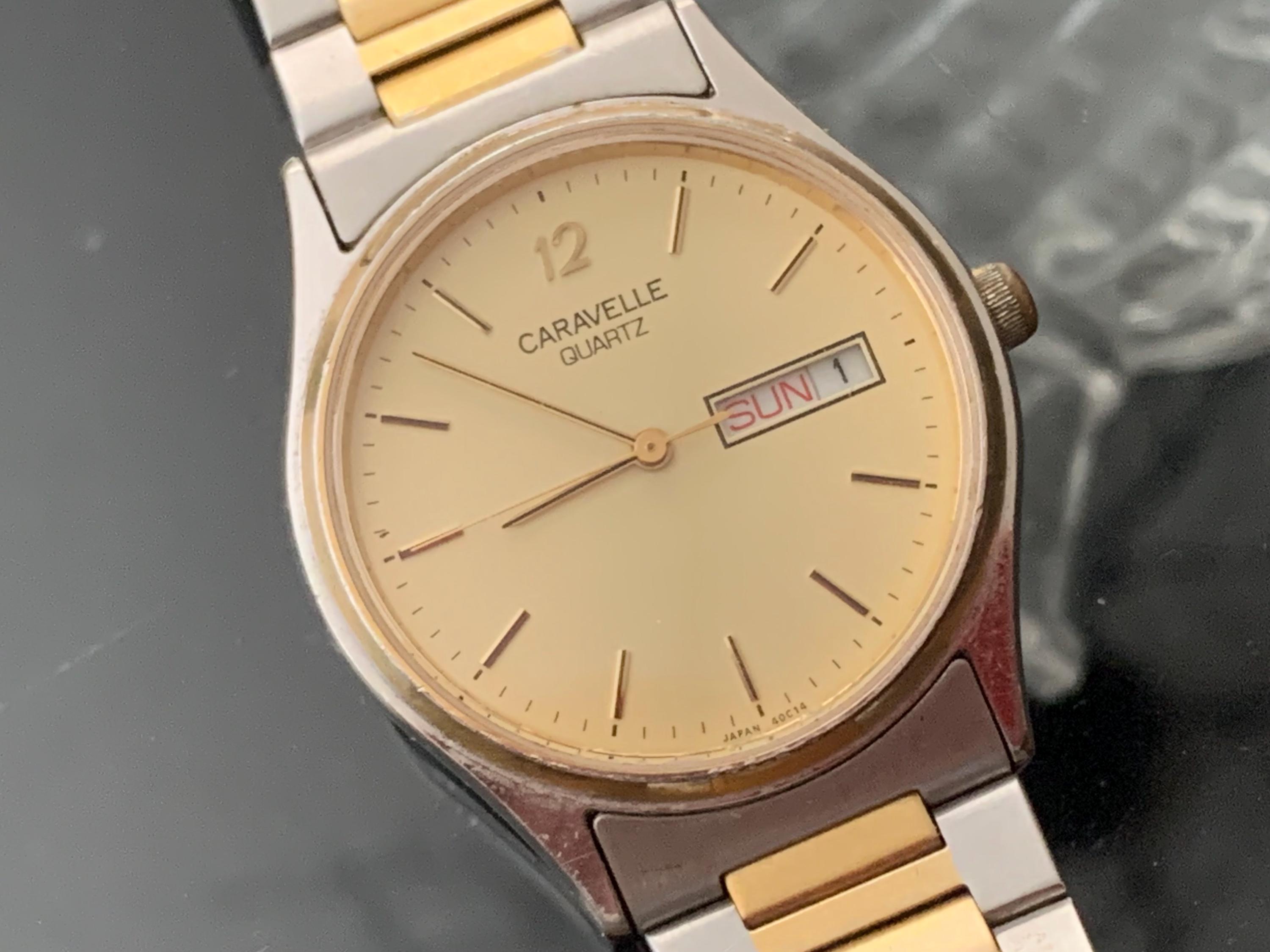 MENS BULOVA CARAVELLE 2-tone Watch Day-date, Japan Quartz 