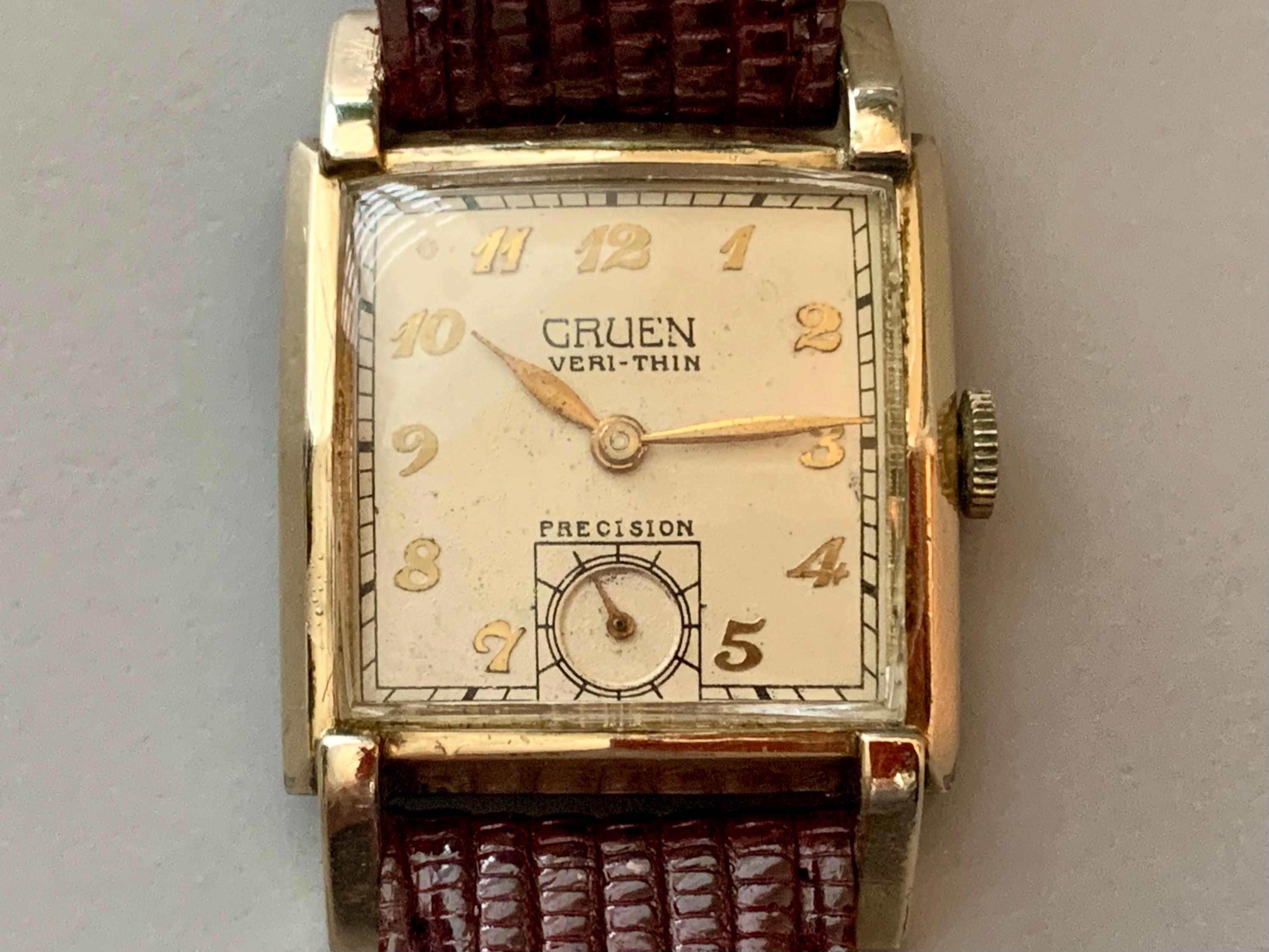 Mens Gruen Veri-thin Precision Vintage Watch 17 Jewels 1950s