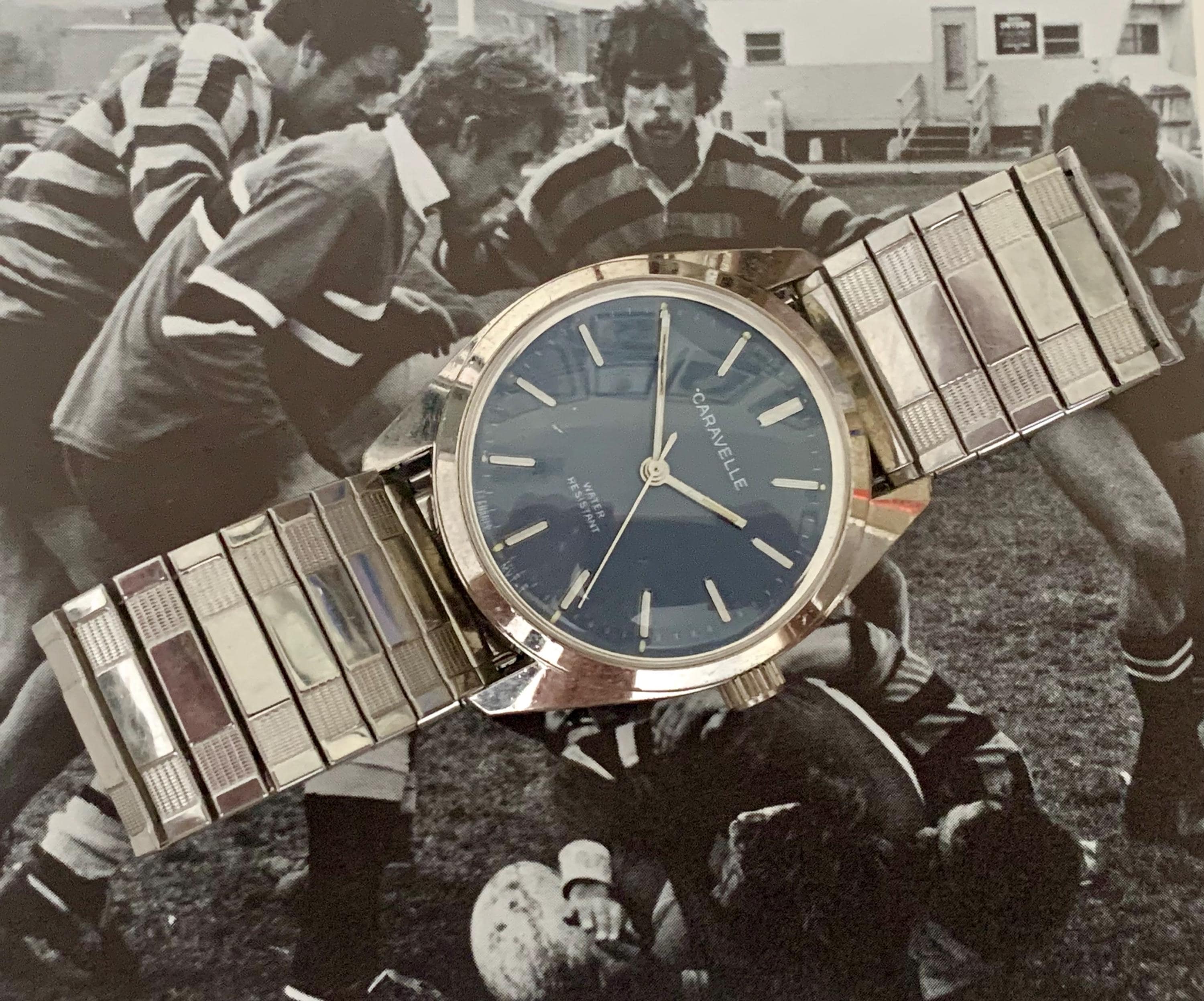 Mens 1978 Bulova Caravelle Watch: Blue Dial Stainless Steel  display picture 1