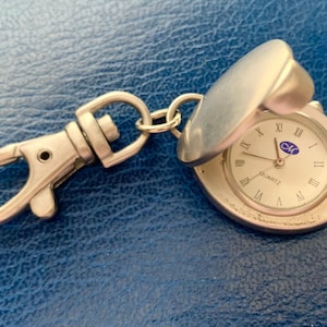 Vintage Keychain Pocket Watch: Hinged Cover, CM Quartz, Belt Loop
