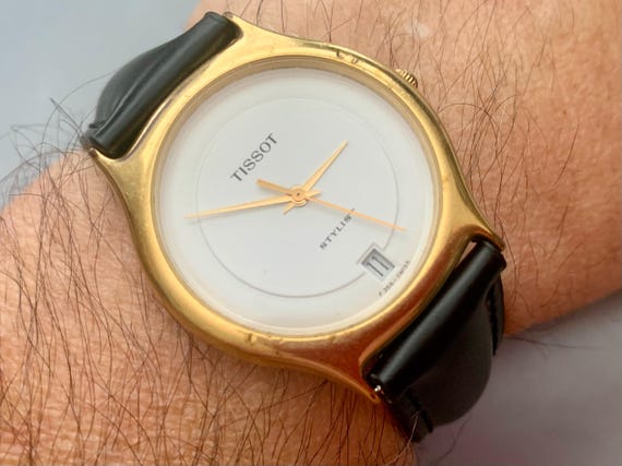 MENS TISSOT STYLIST Swiss Visodate Watch Gold Filled, Minimalist