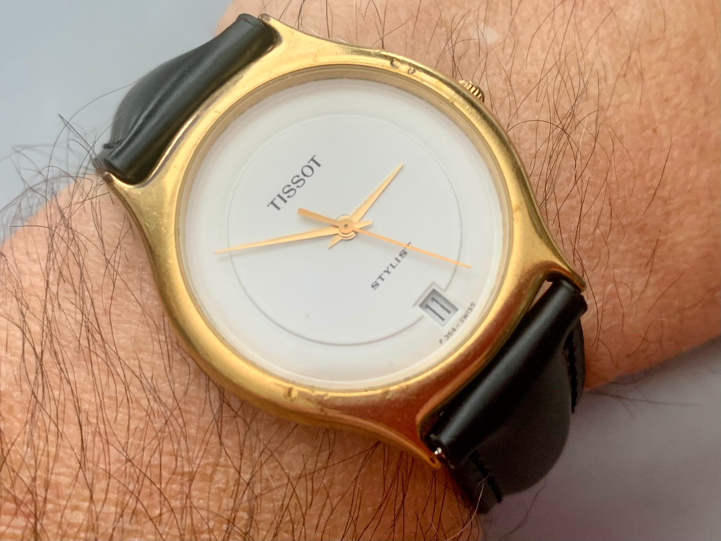 MENS TISSOT STYLIST Swiss Watch Gold Filled, Minimalist Dial