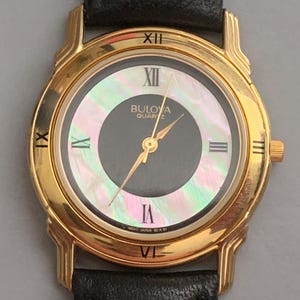 BULOVA BULLSEYE MENS Watch | 2 Tone Dial | Gold Plate Vintage | Sweep Second Hand | Quartz Movt Runs Well