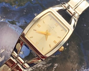 Womens Anne Klein Golden Dial Vintage Watch, Click & Read Item Details