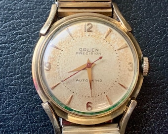MENS GRUEN PRECISION Vintage Autowind Watch 10k Gold Filled Swiss, Click Read Item Details