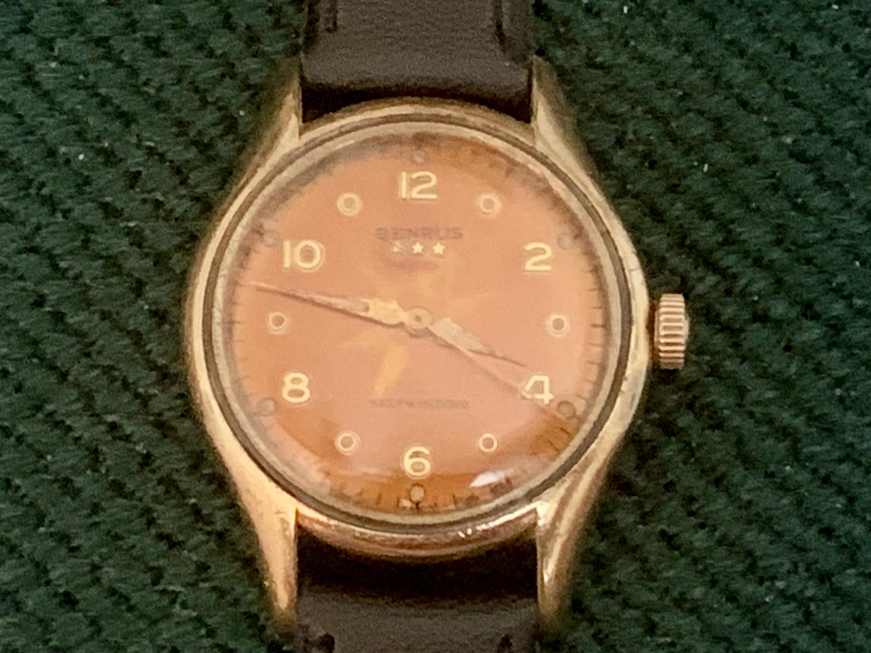 MENS BENRUS WATCH Automatic Tropical Dial 1950s Swiss 17 Jewels