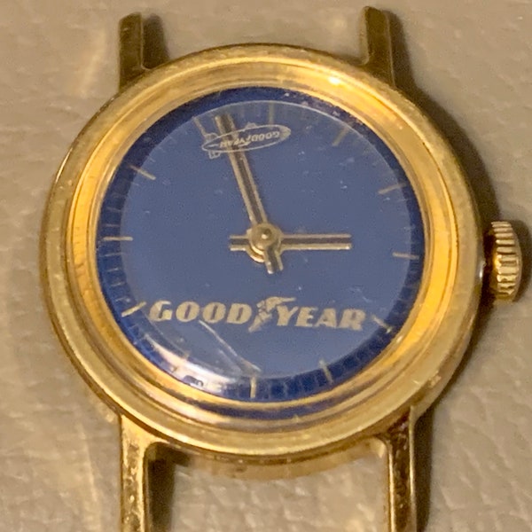 Goodyear Blimp Watch ***** Mystery Dial Blimp Second Hand Circles Blue Dial, NEEDS REPAIRS Fixer Upper, 4U2Fix V See Item Details