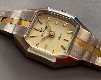 WALTHAM WOMENS WATCH 1968 Vintage Quartz Cocktail Watch: Gold
