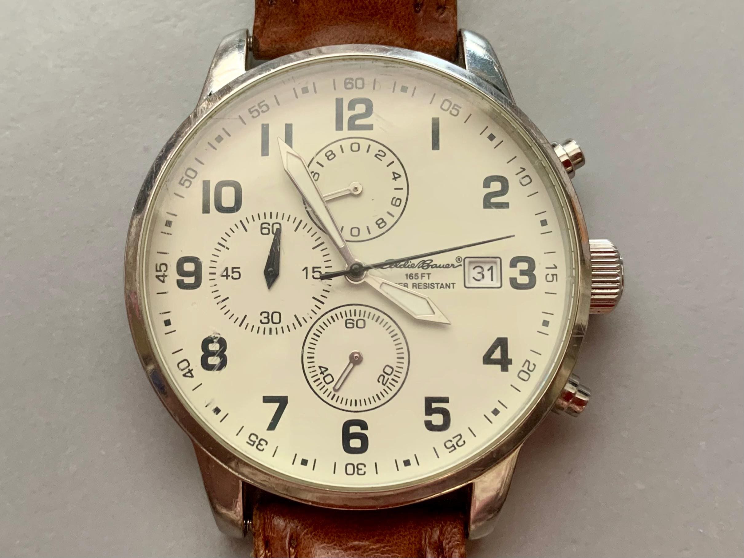 MENS Vintage Eddie Bauer Chronograph Watch: Stainless 1990s, Click