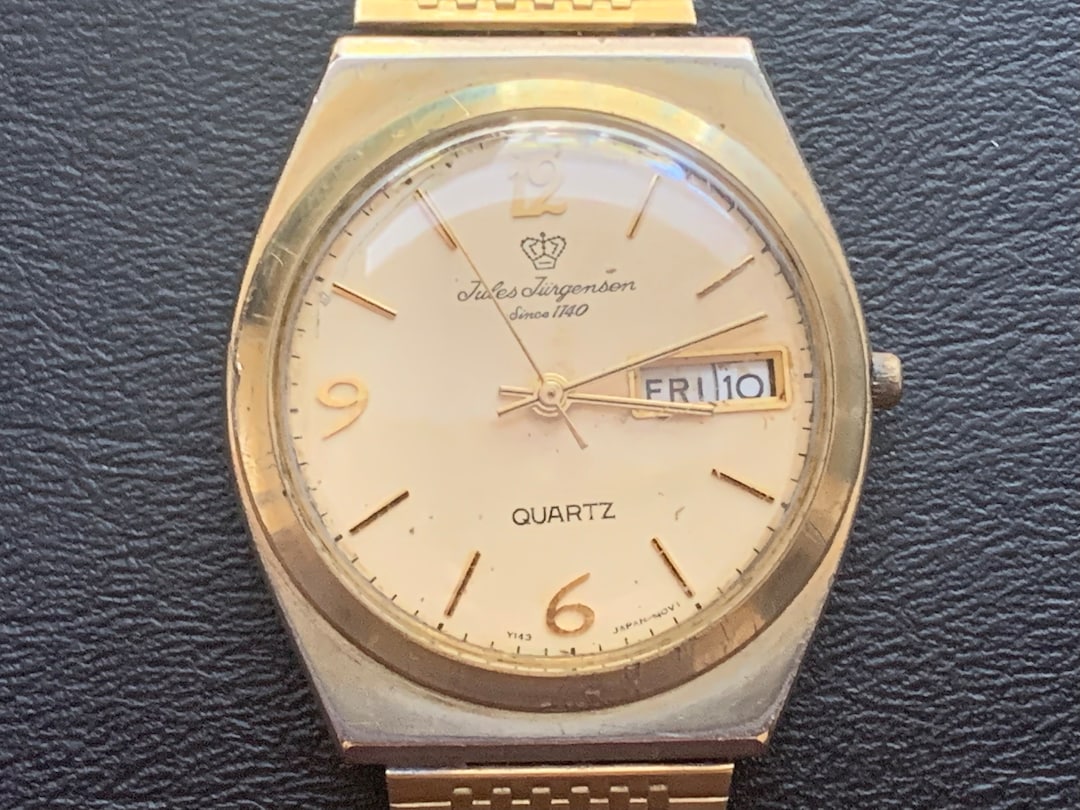 Mens JULES JURGENSEN Since 1740 Watch Round Gold Plate Day and Etsy