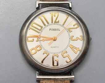 Fabulous Fossil Watch, Exploding Numerals, Unisex WATCH, VINTAGE Watch, Sweep Second Hand, Flexible Drivers Lugs, Click Item Details