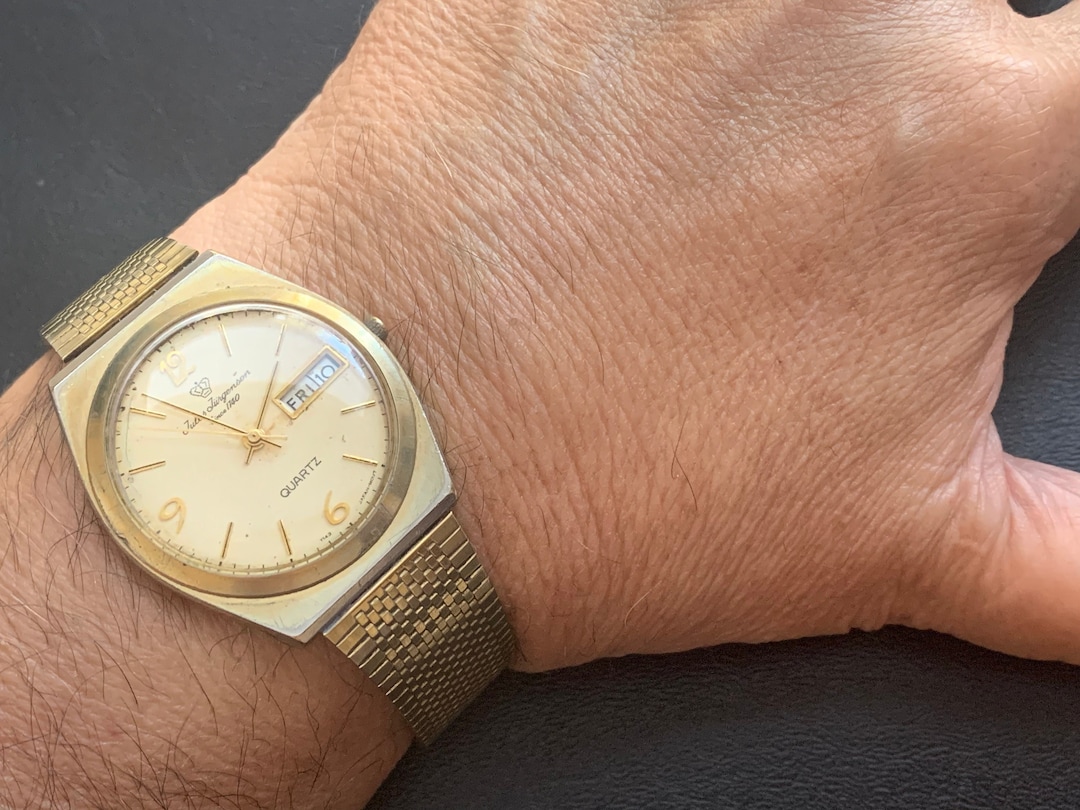 Mens JULES JURGENSEN Since 1740 Watch Gold Plate Bezel Day & Etsy