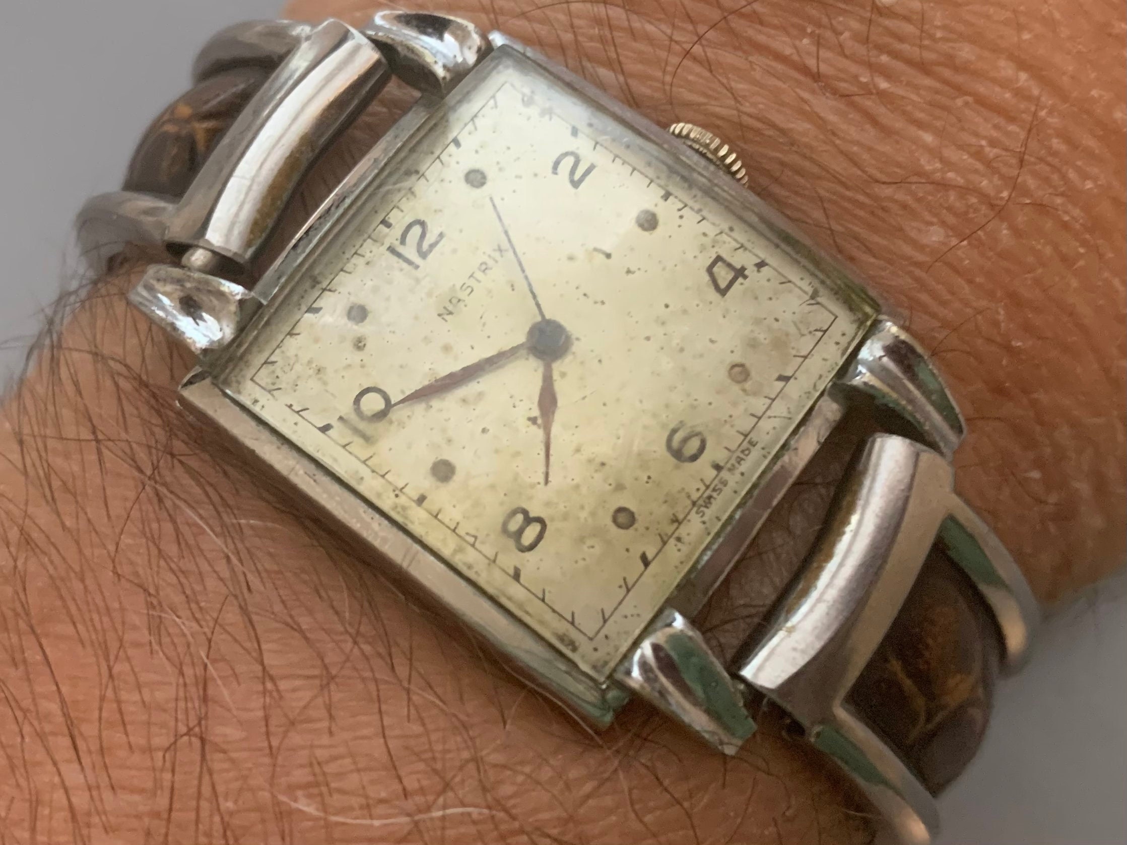 SWISS WATCH, MENS Watch, Nastrix Watch, 17 Jewels Watch, Square