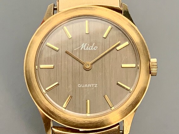 RARE Vintage 1970's Mido Quartz Men's Swiss Watch… - image 3