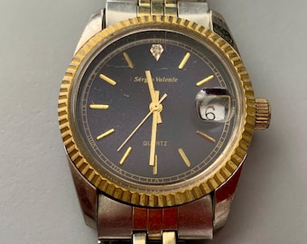Vintage Dufonte Lucien Piccard Mens Fluted Bezel Presidential Watch New Battery Lucien Piccard Dufonte Men Full Day Date Fluted President  main image 2
