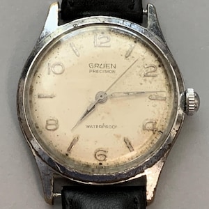MENS Vintage Gruen Precision Swiss 17 Jewels, Gregory Peck type Click & Read Item Details