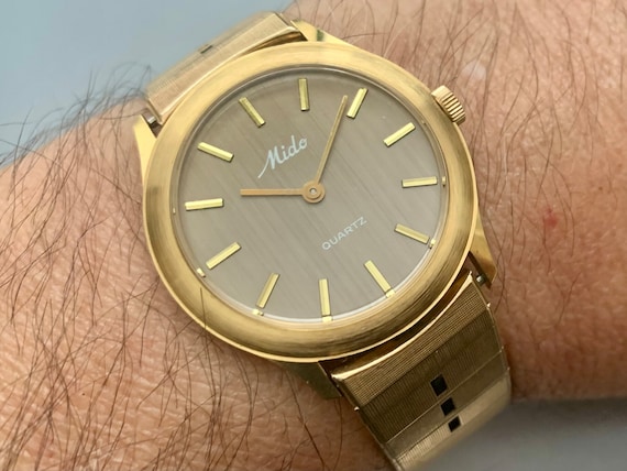 RARE Vintage 1970's Mido Quartz Men's Swiss Watch… - image 2