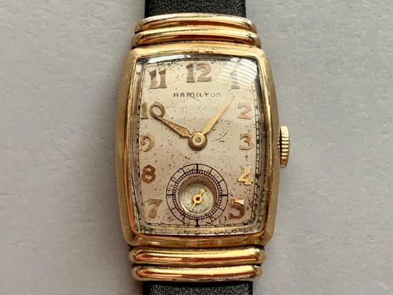 Mens Hamilton Watch 'emerson' Art Deco 10k Gold Filled Hooded Lugs