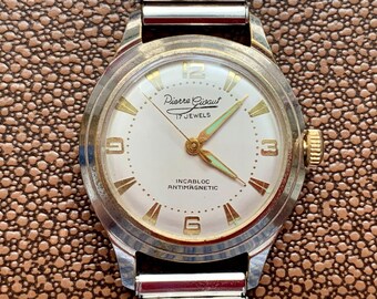 MENS PIERRE GIVAUT Swiss Watch: 17 Jewels, Incabloc | Click Read Item Details