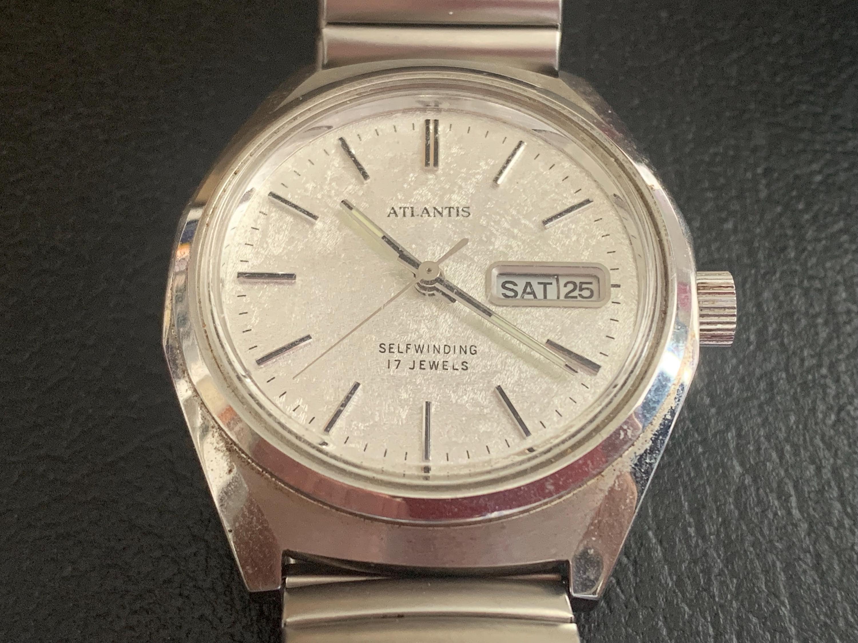 MENS AUTOMATIC WATCH Atlantis Day Date Stainless Steel 1960s