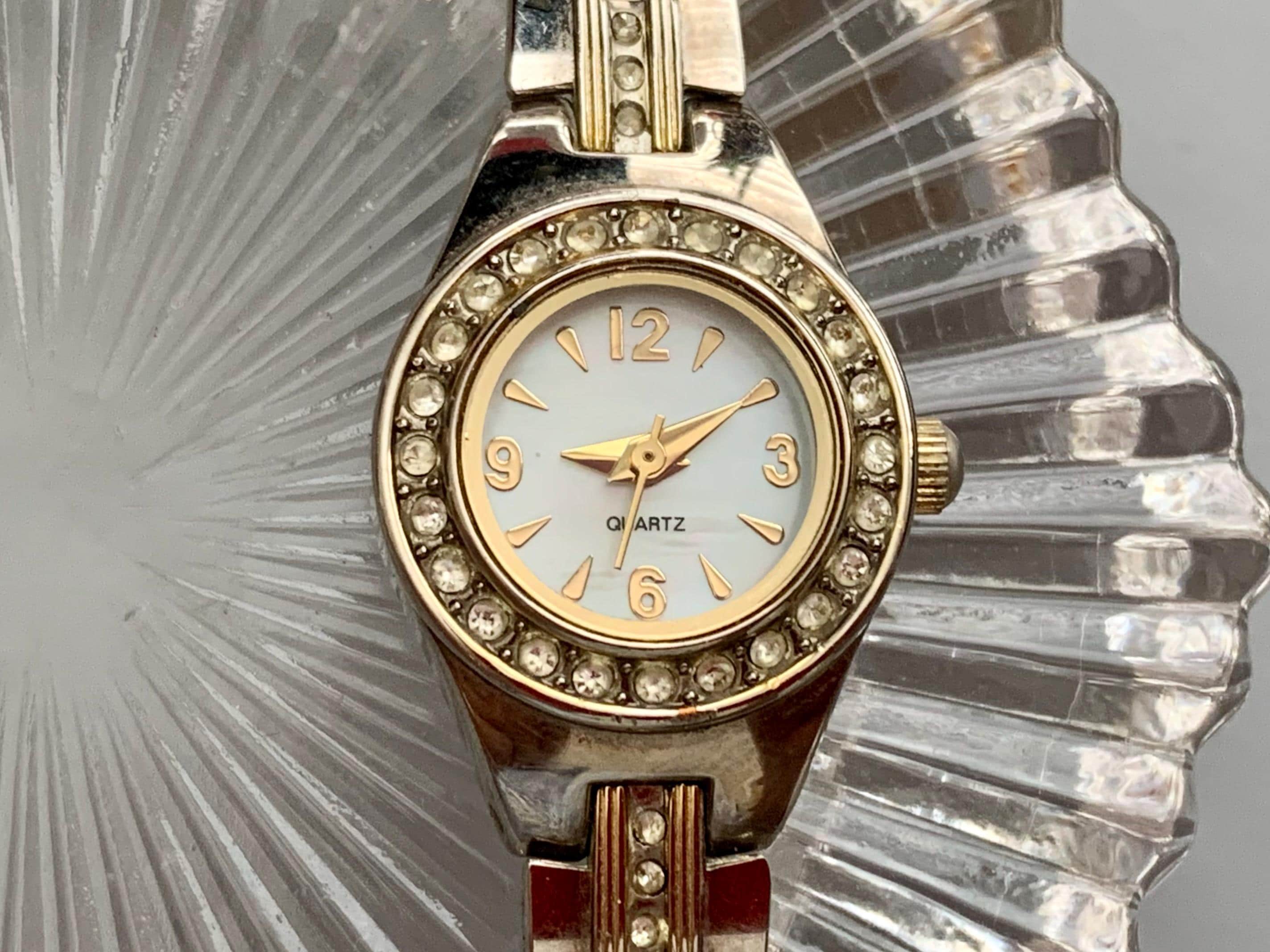 WOMENS ELGIN Elgin II Rhinestone Vintage Watch Two-tone 