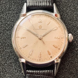 MENS ETERNA-MATIC Vintage Luxury Swiss Watch: Automatic Stainless Long Lugs | Click & Read Item Details