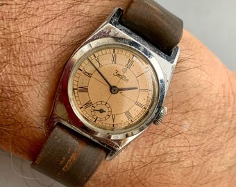 Mens Vintage ZentRa WWII Military Watch: Copper Dial Sub Second | Click/Read ITEM DETAILS