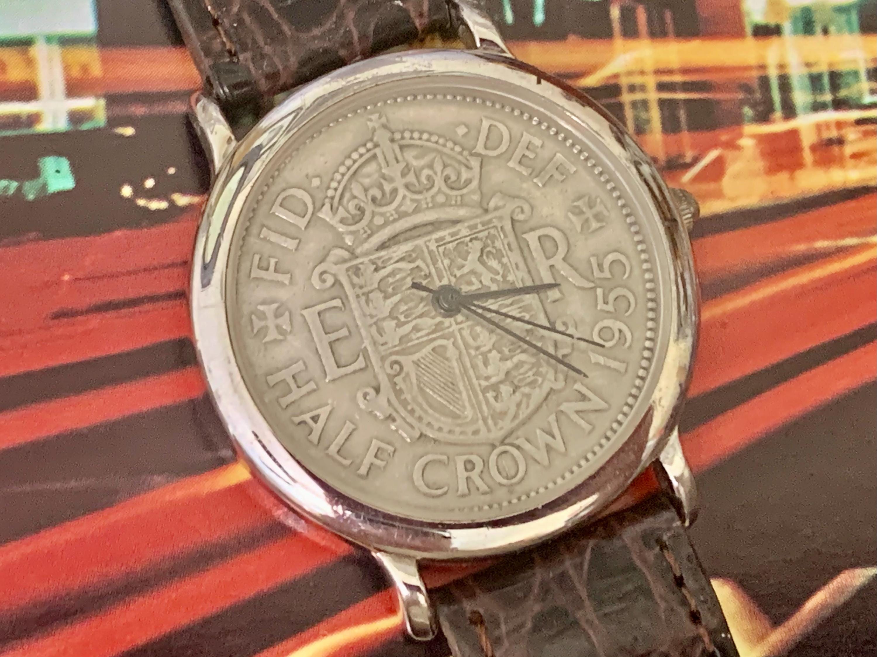 Vintage HALFCROWN Dial Peers Hardy Watch, 1955 Coin, With British