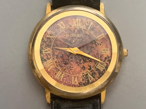 Fantastic STONE DIAL FOSSIL Vintage Mens Watch Porphyry Roman Numerals Watch Works Ships Free Click Item Details to Learn More Etsy