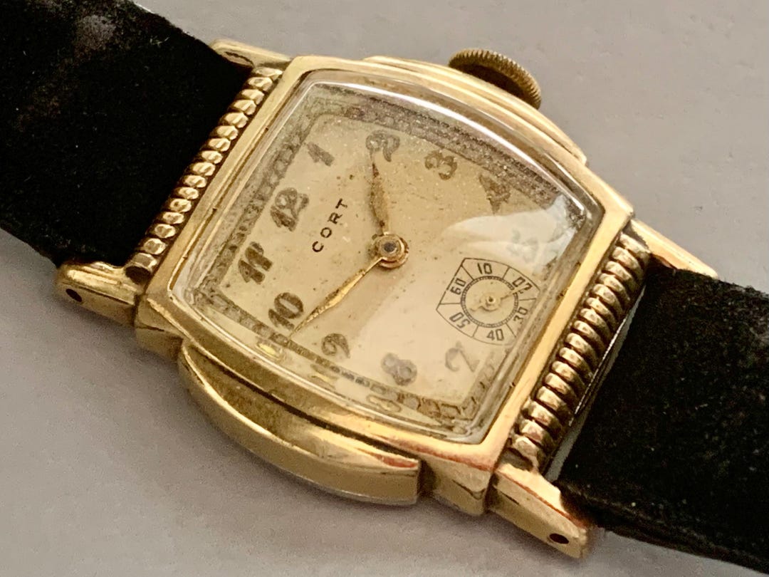 MENS CORT CORTEBERT Swiss Vintage Art Deco Watch Gold Plated ...