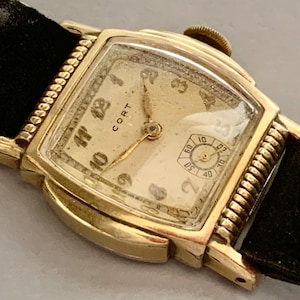 MENS CORT CORTEBERT Swiss Vintage Art Deco Watch Gold Plated Rectangular | Click "Item Details"