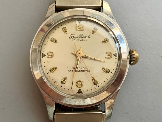 MENS SWISS MILITARY Perlhard by Camy Vintage Swiss 17 Jewels Watch Stainless Steel Ships Free Click Item Details to Learn More Etsy Nederland