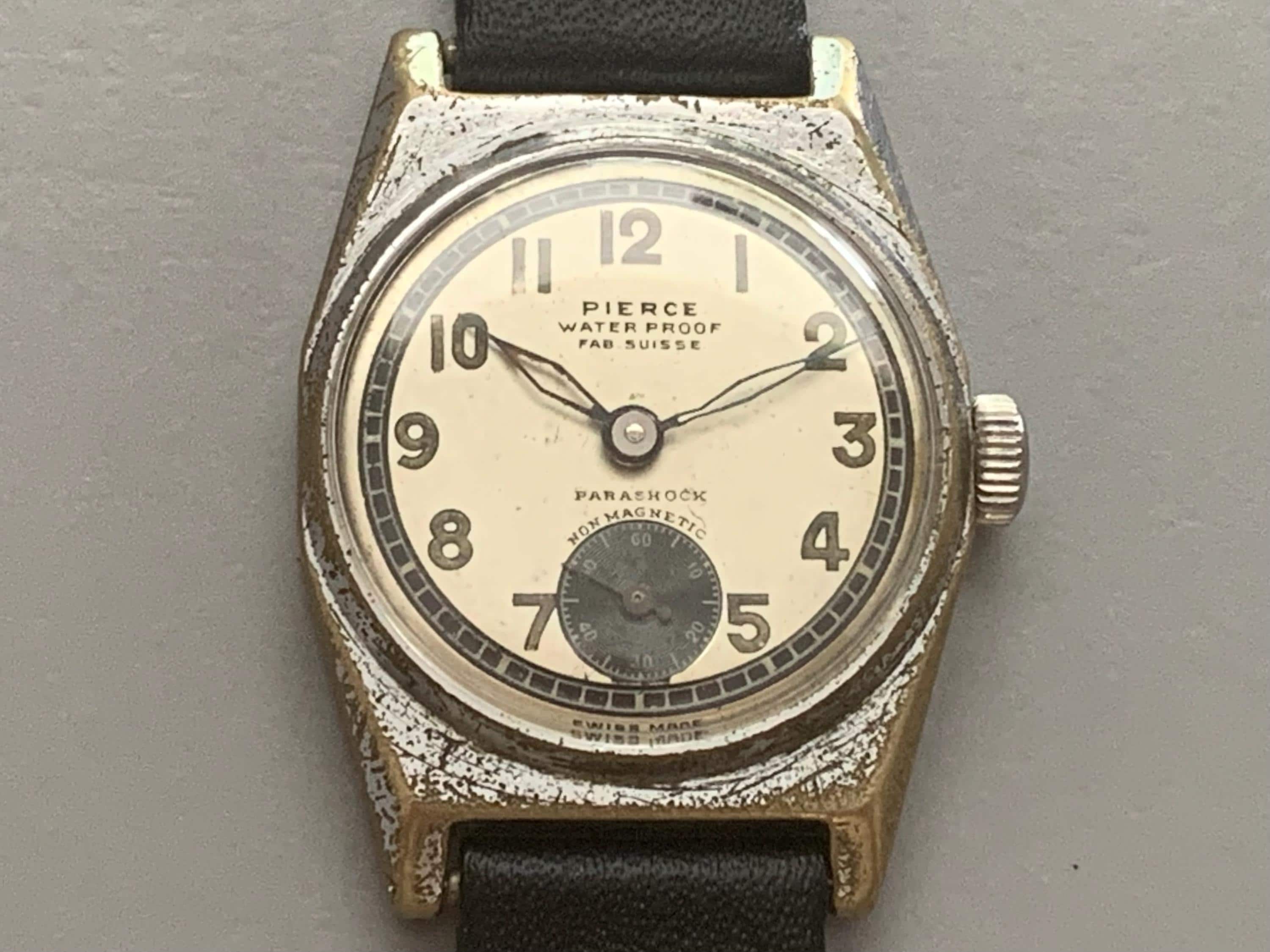 MENS PIERCE SWISS 17 Jewels Parashock Military Wind up Watch Sub Second Hand Circa 1938 Ships Free Click Item Details to Read More Etsy
