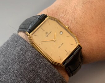 美品　DELMA PROFESSIONAL 200m 高級腕時計　　スイス製 Mens Delma Les Supremes Watch: 18K Gold Plate Swiss Click & Read