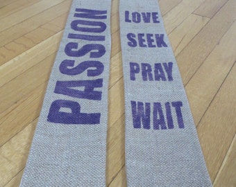 PASSION - reclaimed coffee sack clergy stole – for Lent - made to order